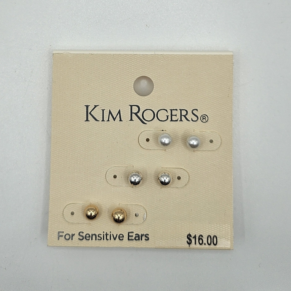 Kim Rogers Gold and Silver Stud Earrings
